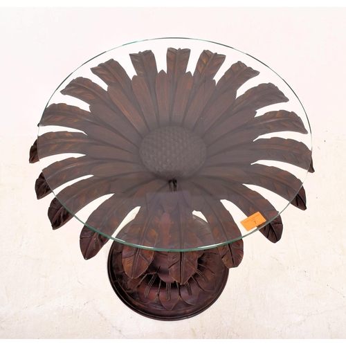 7 - A vintage 20th century Continental Hollywood Regency carved wood 'Sunflower' table / lamp table. The... 