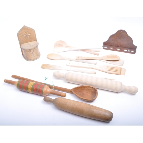 361 - Collection of 19th and 20th century wooden kitchen implements. Comprised of Victorian 19th century r... 