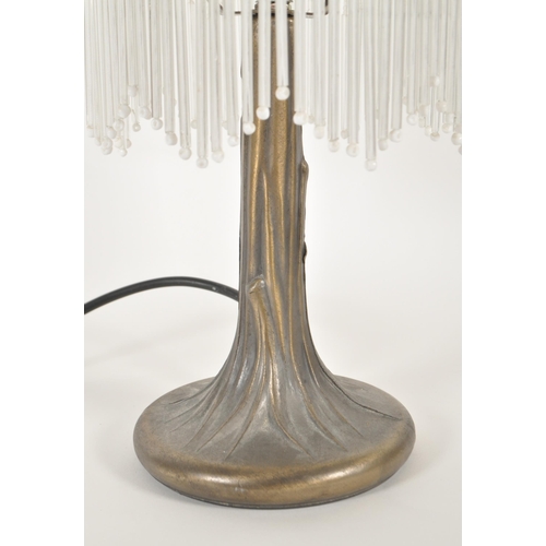 216 - Late 20th century boudoir style lamp shade with art nouveau style base. Frosted mottled glass spheri... 