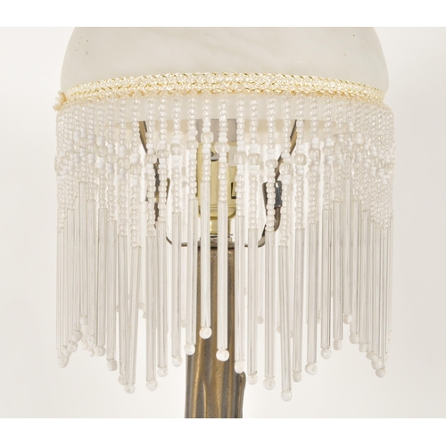 216 - Late 20th century boudoir style lamp shade with art nouveau style base. Frosted mottled glass spheri... 