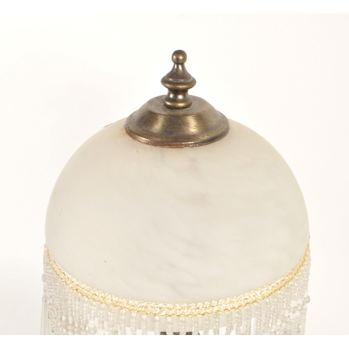 216 - Late 20th century boudoir style lamp shade with art nouveau style base. Frosted mottled glass spheri... 