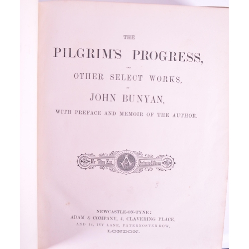223 - Two late 19th century Holy Bibles and The Pilgrim's Progress by John Bunyan, published by Adam and C... 
