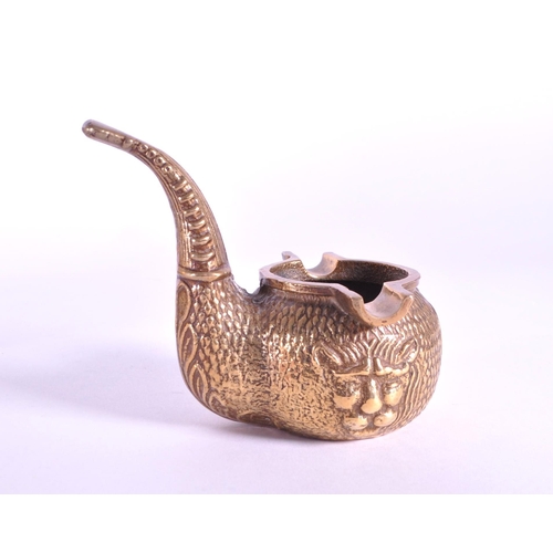 225 - Late 20th century art nouveau style brass letter rack and brass ashtray in the shape of a pipe with ... 