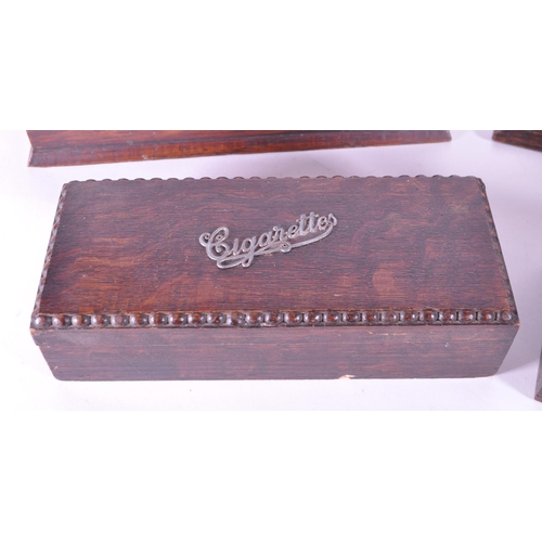 241 - Four Edwardian early 20th century art deco style wooden cigarette and cigar boxes. Cigarettes boxes ... 