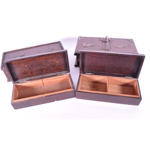 241 - Four Edwardian early 20th century art deco style wooden cigarette and cigar boxes. Cigarettes boxes ... 