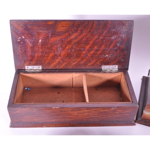 241 - Four Edwardian early 20th century art deco style wooden cigarette and cigar boxes. Cigarettes boxes ... 