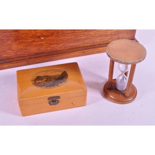 242 - A vintage 20th century Royals Carter cigar wooden box. Along with an oak lock box chamfered with hin... 