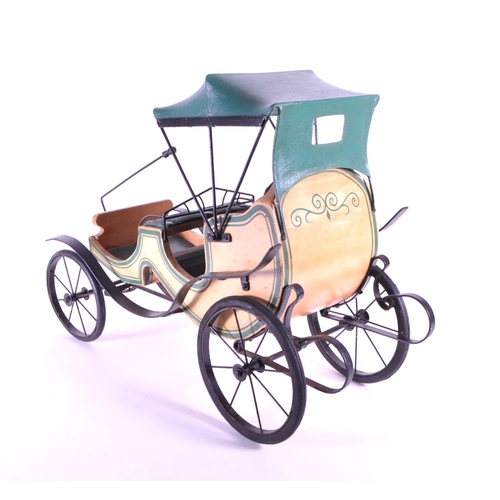 249 - Two 20th century models of an ice cream cart and Victorian style car. Constructed with wooden hand p... 