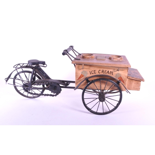 249 - Two 20th century models of an ice cream cart and Victorian style car. Constructed with wooden hand p... 