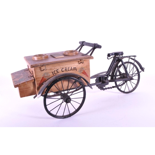 249 - Two 20th century models of an ice cream cart and Victorian style car. Constructed with wooden hand p... 