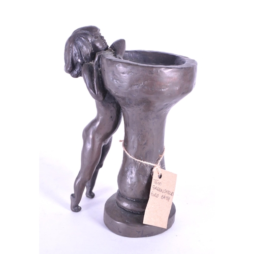 258 - Tom Greenshields (1915-1994) - Bird Bath - A 20th Century cast resin bronzed statue / figure in the ... 