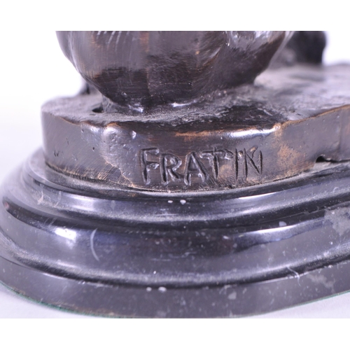 259 - After Christopher Fratin - A 20th century cast bronze hound figure. The dog sat scratching upon a na... 