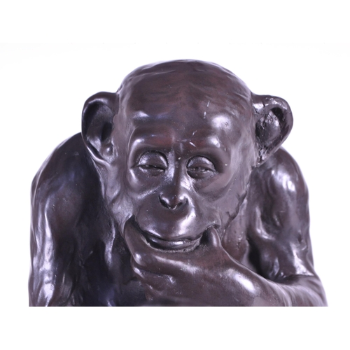 261 - WITHDRAWN After Wolfgang Hugo Rheinhold (1853-1900) - A 20th century cast resin bronzed 'Affe Mit Sc... 