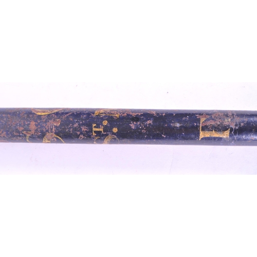 266 - 19th century black painted turned wood Police truncheon with gilt lettering 'S C' Special Constable,... 