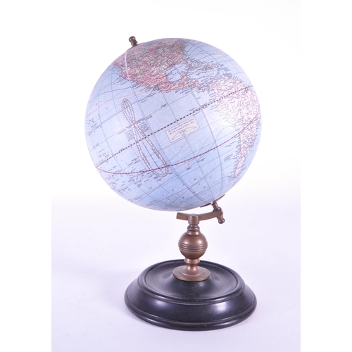 269 - Weber Costello Co, U.S.A - Chicago Heights Illinois table top rotating globe. Having a printed paper... 