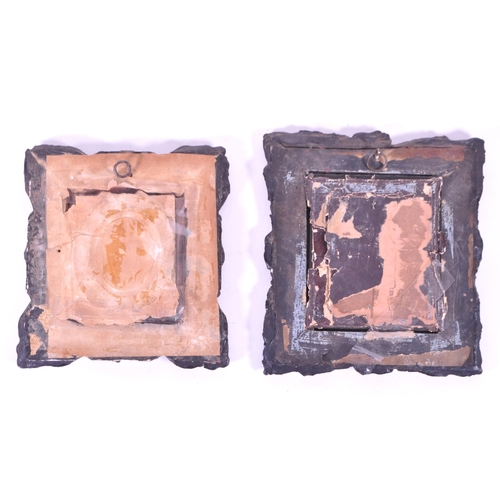 271 - A pair of 19th century carved wooden carved frames. With an ebonised carved scrolled edge, central g... 