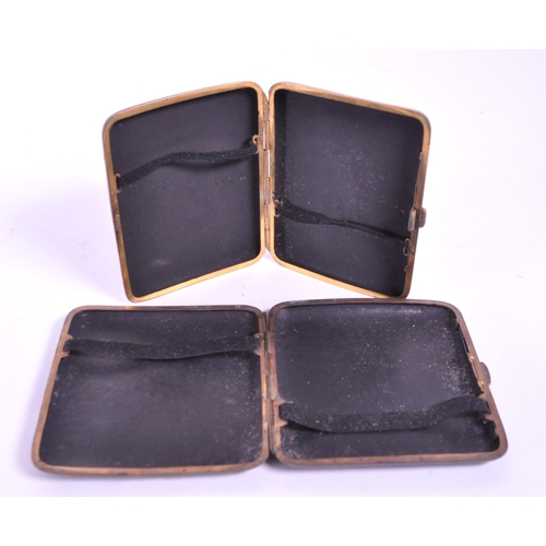 277 - Two 20th century Japanese metal and brass cigarette cases, both featuring traditional Japanese illus... 