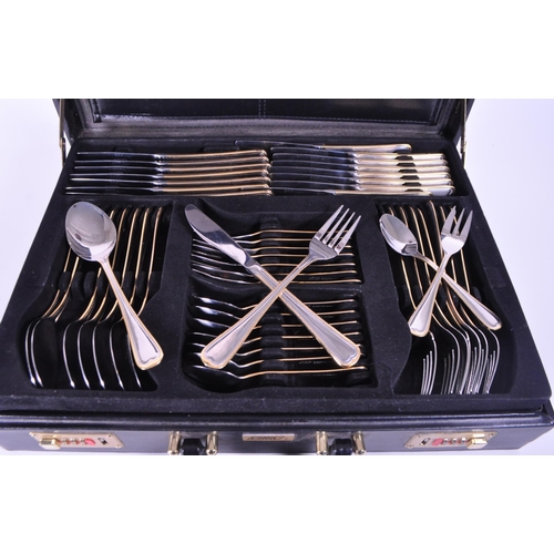 284 - Solingen - Edelstahl Rostfrei - Late 20th century German CRC 23 / 24K gold plated eight person setti... 