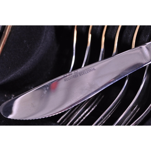 284 - Solingen - Edelstahl Rostfrei - Late 20th century German CRC 23 / 24K gold plated eight person setti... 