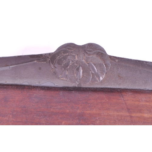 293 - Early 20th century art nouveau style serving tray, comprised of a wooden teak base and pewter moulde... 