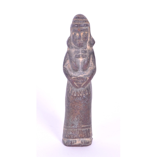 295 - A bronze Ishtar Inanna deity statue figure Sumerian, Middle Eastern goddess. In a standing position ... 