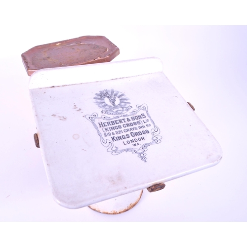 296 - Herbert & Sons - Early 20th century cast iron Kings Cross Ltd weighing scales. Painted in white ... 