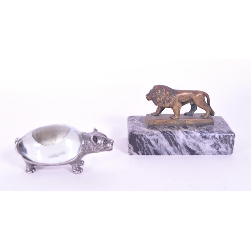 298 - Two vintage 20th century South African Eswatini giftware. Hand made wild cat with clear bulbous body... 