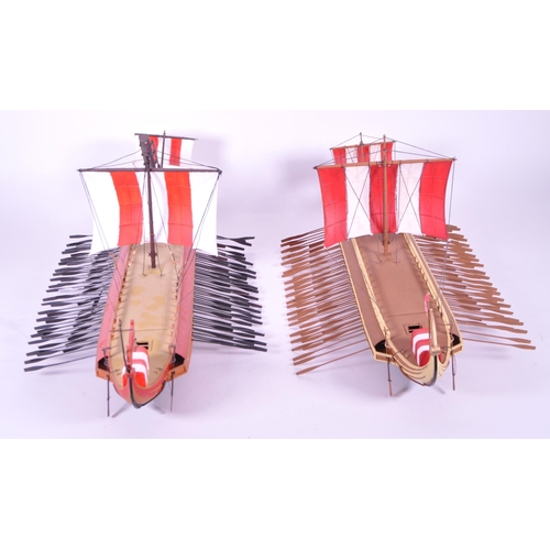 340 - Two late 20th century scratch built sailing Greek / Roman trireme warship. Having multiple oars with... 