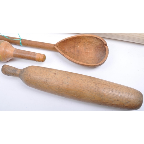 361 - Collection of 19th and 20th century wooden kitchen implements. Comprised of Victorian 19th century r... 
