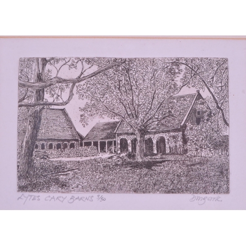 363 - Three late 20th century black and white etchings. Comprised of 1998 'Margarets Buildings' by Andrew ... 
