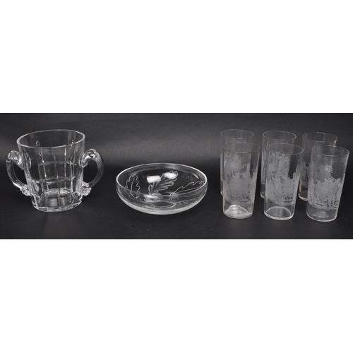 366 - Collection of French early 20th century glass pieces comprised of six acid etched drinking tumbler g... 