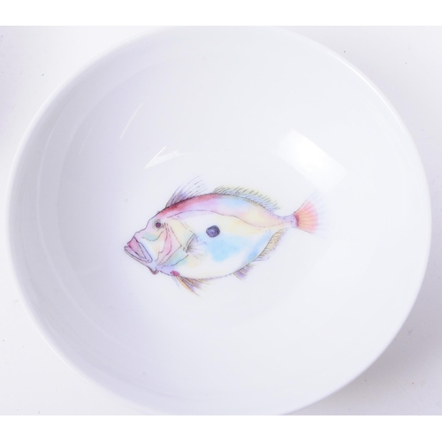 368 - De Limoges - Eight French Richard Bramble porcelain small seafood dishes each decorated with a diffe... 