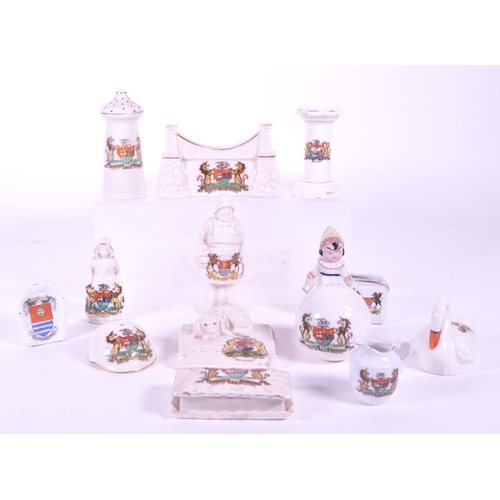 378 - Collection of early 20th century City of Bristol crested china porcelain figures. Comprised of lidde... 