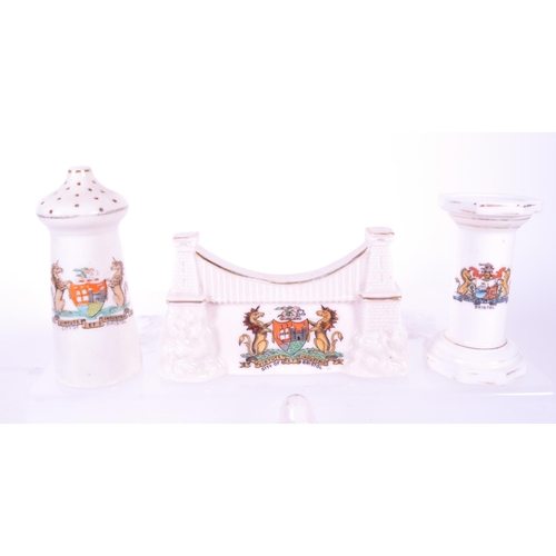 378 - Collection of early 20th century City of Bristol crested china porcelain figures. Comprised of lidde... 