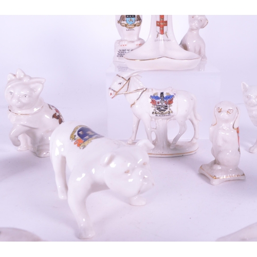 379 - Collection of early 20th century crested china porcelain figures. Makers including Arcadian, T. Lees... 