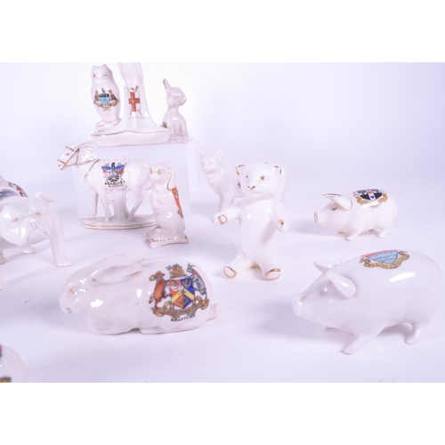 379 - Collection of early 20th century crested china porcelain figures. Makers including Arcadian, T. Lees... 