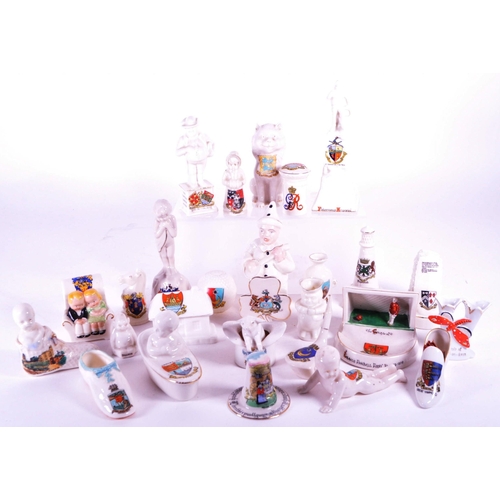 380 - Collection of early 20th century crested china porcelain figures. Makers including Tuscan China, Gem... 