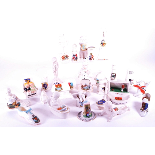 380 - Collection of early 20th century crested china porcelain figures. Makers including Tuscan China, Gem... 