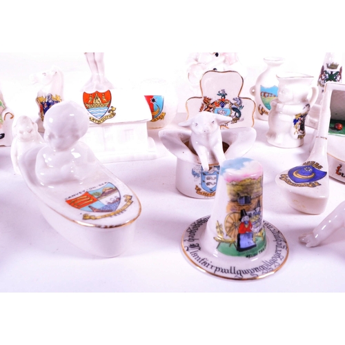 380 - Collection of early 20th century crested china porcelain figures. Makers including Tuscan China, Gem... 