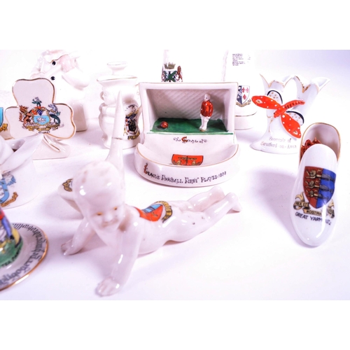 380 - Collection of early 20th century crested china porcelain figures. Makers including Tuscan China, Gem... 