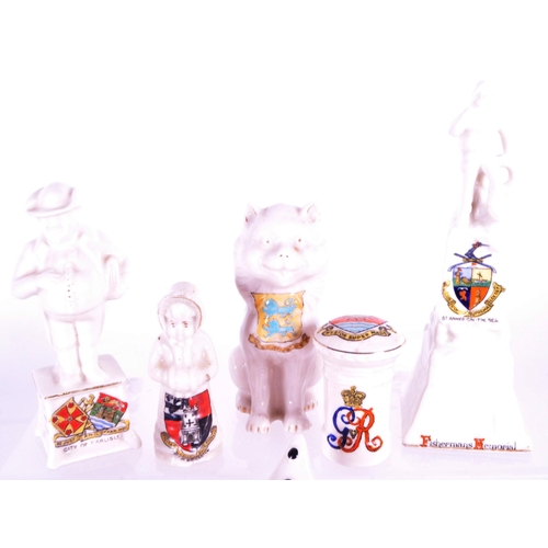 380 - Collection of early 20th century crested china porcelain figures. Makers including Tuscan China, Gem... 