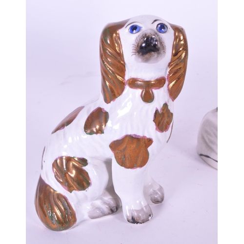 384 - A collection of three 19th century Staffordshire ceramic figures. The collection to include two span... 