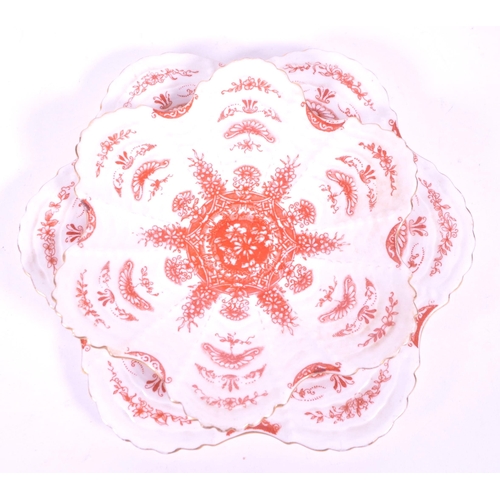 393 - Wileman for Shelley - Late 19th century porcelain cup, saucer and side plate. Trio in white and oran... 