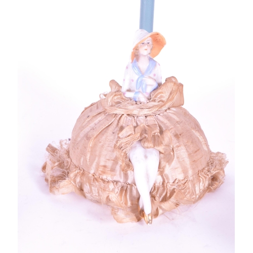 395 - Collection of late 19th century / early 20th century porcelain china doll lady pin cushions, compris... 