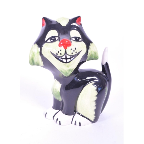 396 - Lorna Bailey (B. 1978) - Two contemporary art deco style ceramic cat figures. Comprised of a fisherm... 