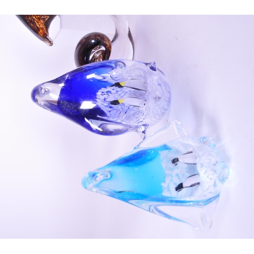 412 - A collection of vintage 20th century glass animal paperweights. To include penguins, snails, whales ... 