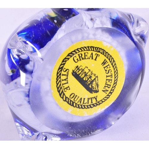 412 - A collection of vintage 20th century glass animal paperweights. To include penguins, snails, whales ... 