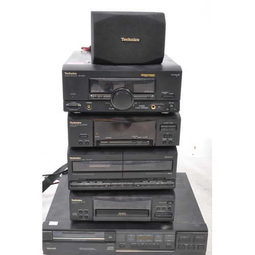 410 - Technics - A vintage 20th century Technics Hi-Fi music audio stacking system. The collection to incl... 