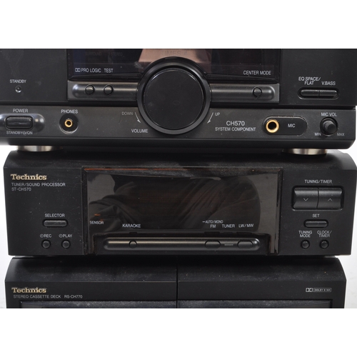 410 - Technics - A vintage 20th century Technics Hi-Fi music audio stacking system. The collection to incl... 