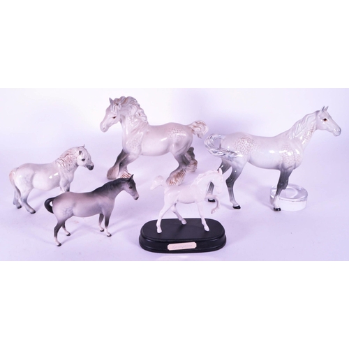 416 - Beswick / Royal Doulton - A collection of porcelain china horse figurines / statues. Including a gre... 